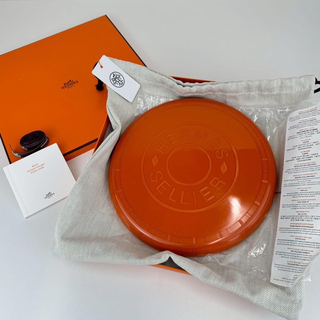 新品 HERMES エルメス フライングディスクウーフ オレンジフー フリスビー