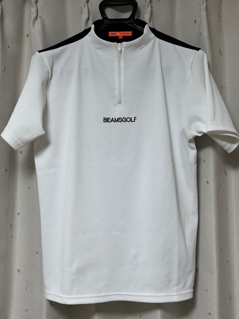 BEAMS GOLF ハーフジップ モックネックシャツ 半袖 S ホワイト