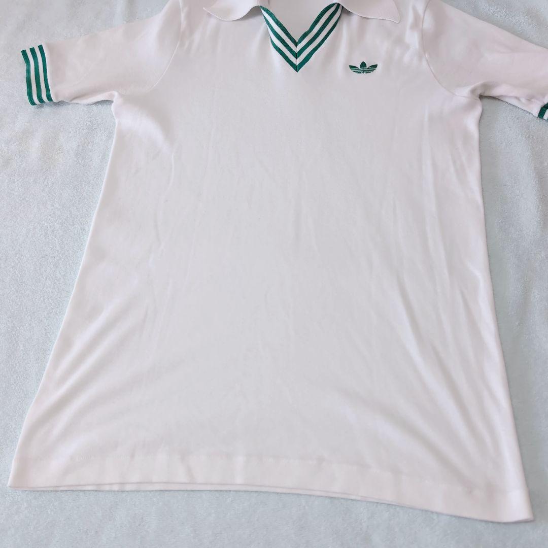 レア adidas 80sデサント製 ヴィンテージテニスポロ ホワイト×グリーン
