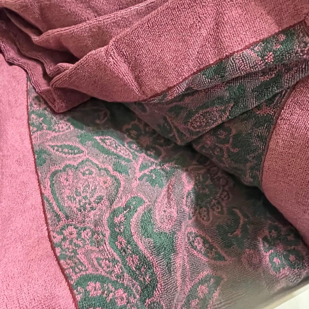 【未使用・箱付】ETRO エトロ タオルケット ペイズリー柄 ピンク 綿100%
