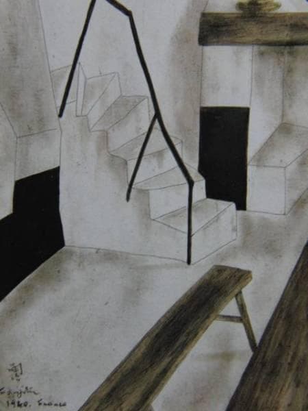 藤田嗣治、【ドルドーニュの家】、希少画集画、新品高級額・額装付、状態良好