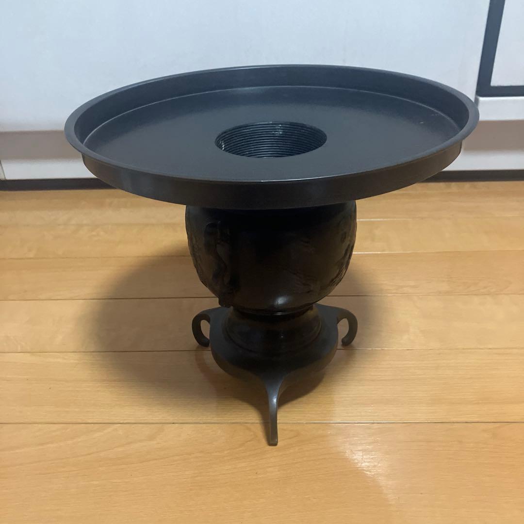 薄端 唐銅 龍 虎 模様　三脚 伝統工芸縁起物