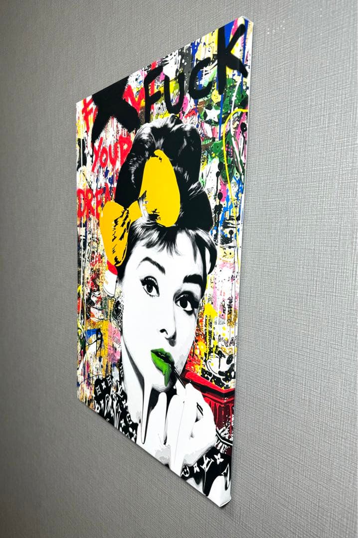 No.124木枠付きキャンバスアート　オマージュアート　オードリーヘプバーン