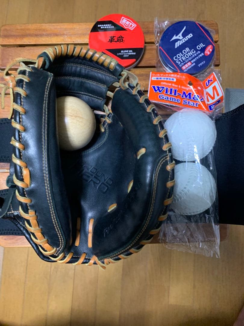 ZETT ゼット少年用軟式キャッチャーミット黒、メンテナンス（ベルト、保革油等）
