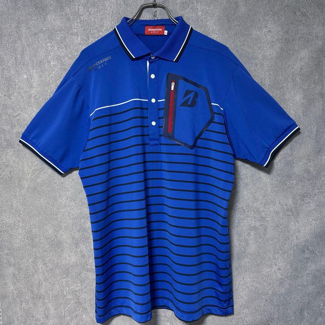 BRIDGESTONE GOLF ブリヂストンゴルフ ポロシャツ ブルー LL