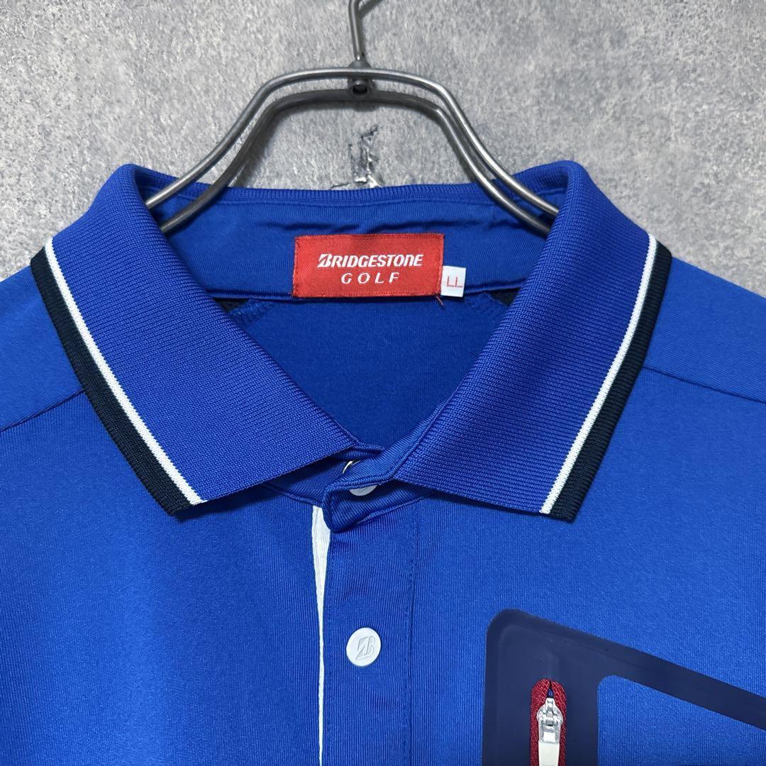 BRIDGESTONE GOLF ブリヂストンゴルフ ポロシャツ ブルー LL