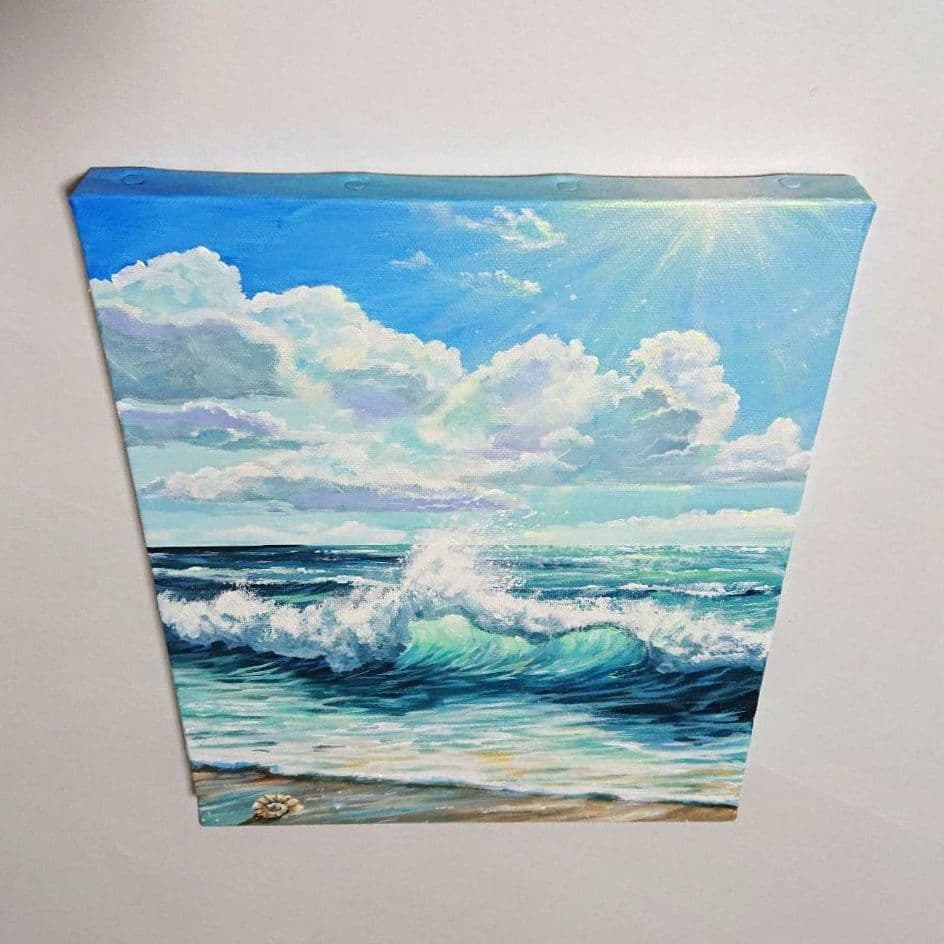 【海の荒波】アクリル画 F3 風景画 絵画