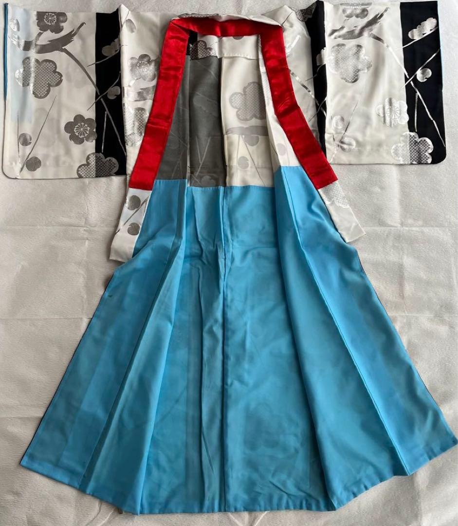 銀 梅 舞踊 リメイク コスプレ 着物 化繊