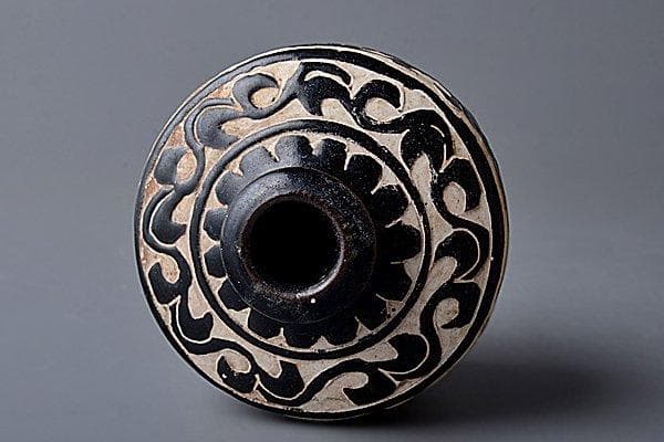u382 希少品　骨董　古美術　中国古玩　宋磁州窯瓶 花瓶 水差 鳥 黒