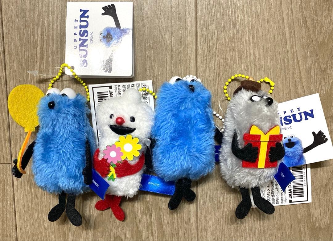 パペットスンスン ぬいぐるみマスコット9点・アクリルヘアクリップ　セット