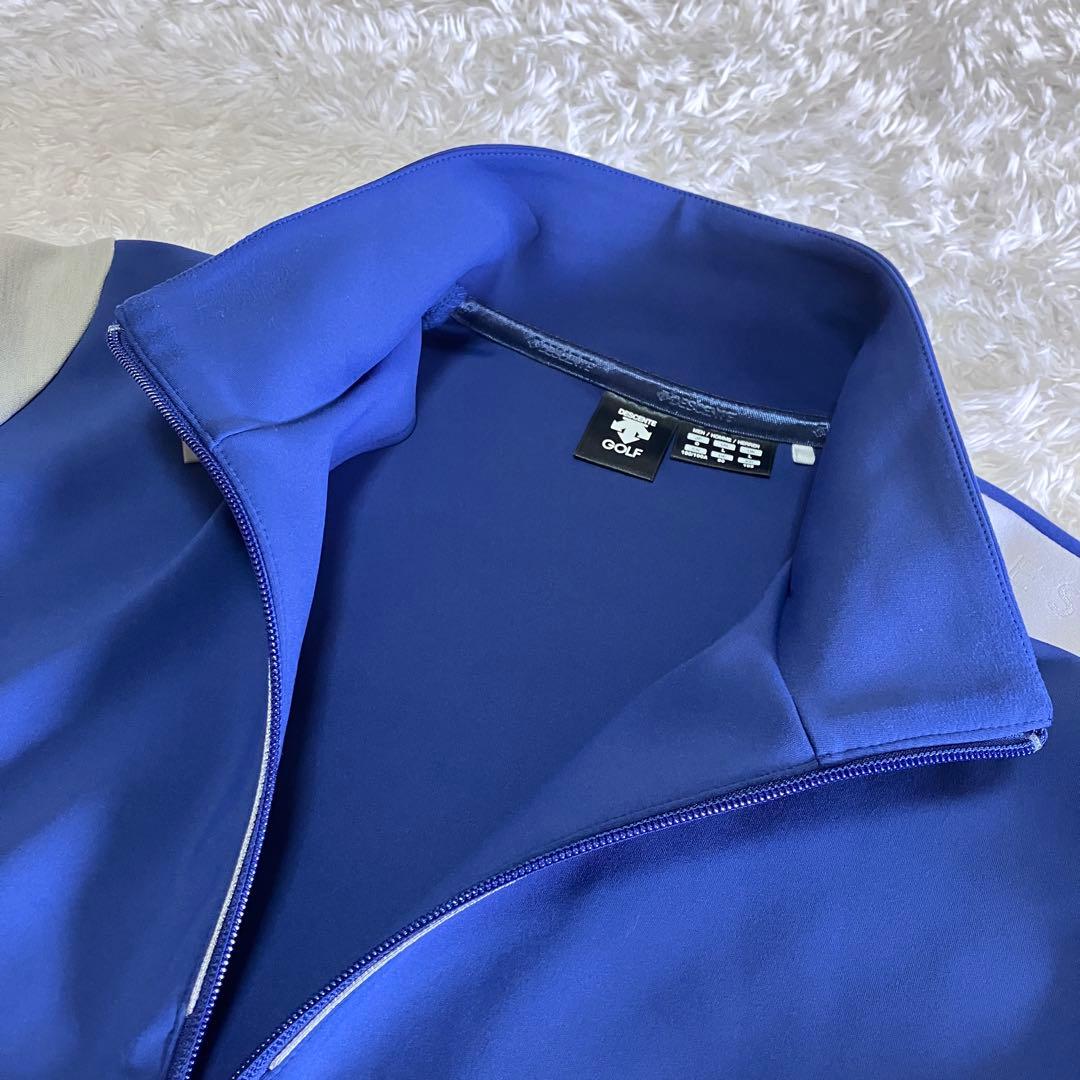 極美品 デサントゴルフ セットアップ ジャケット ポロシャツ ネイビー XL