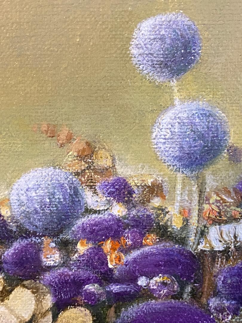 「真作」熊川昭典「野の花」静物画　油彩画　額装　サイン有り　F4号