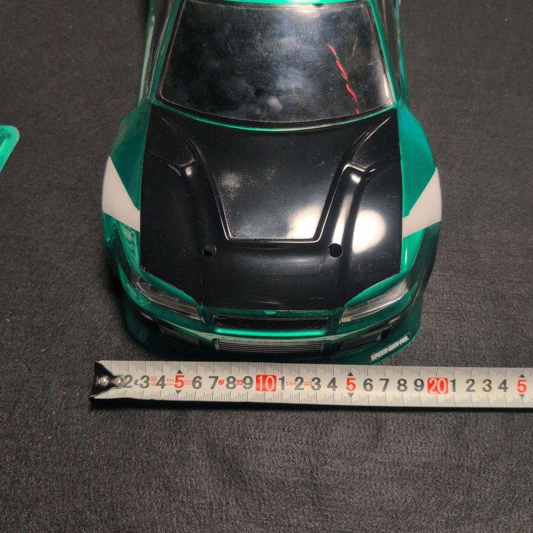 1/14 RCカー R34ボディ メタリックグリーン ライト付き