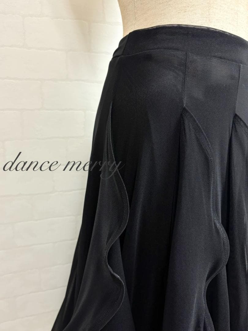 ＊新品　社交ダンス　スカート　黒　パーティ　タンゴ　軽量　クイック　1264