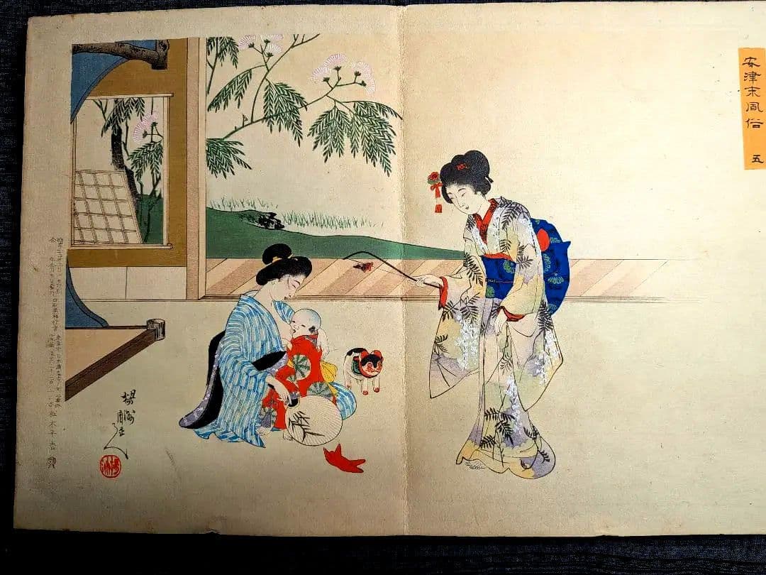 浮世絵 「安津未風俗図録」 12画 絵師 楊洲周延 版元大黒屋 松木平吉