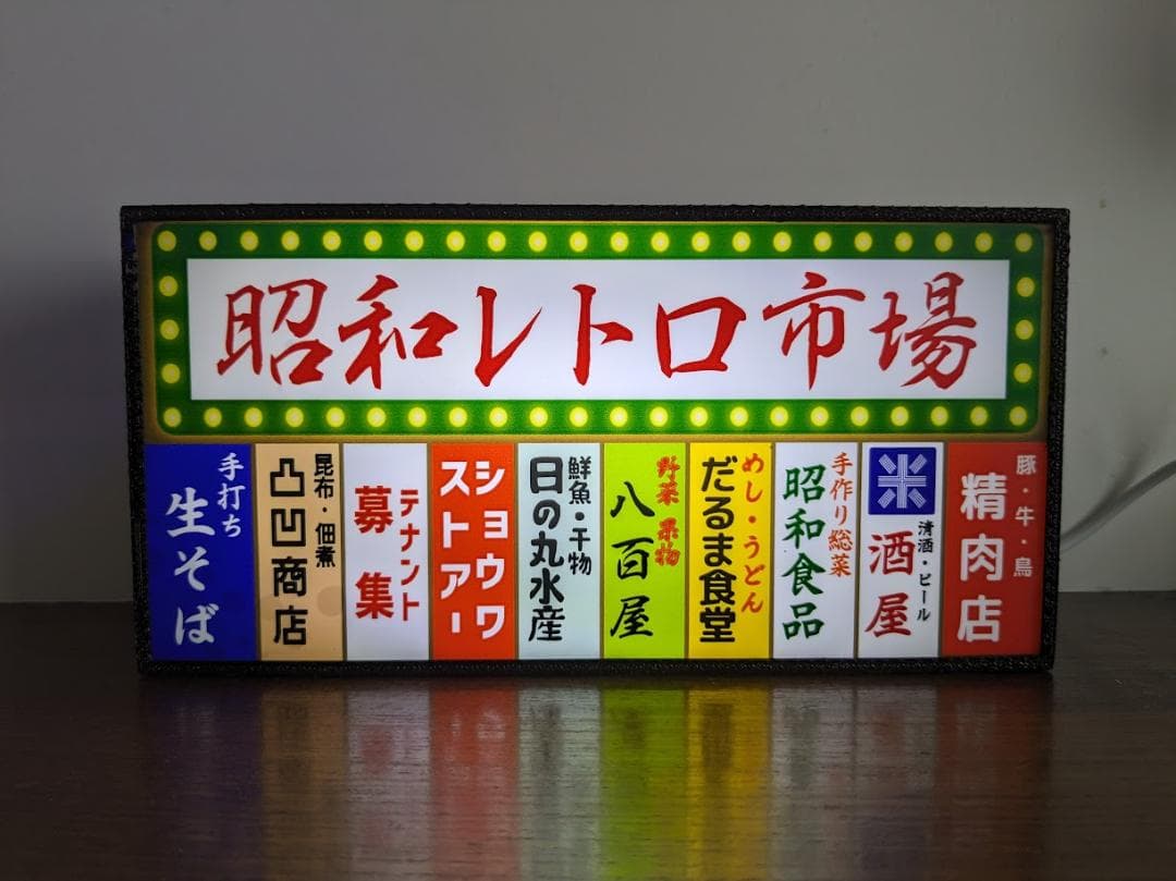 市場 商店 雑居ビル 昭和レトロ 壁面 ミニチュア看板 置物 雑貨 ライトBOX