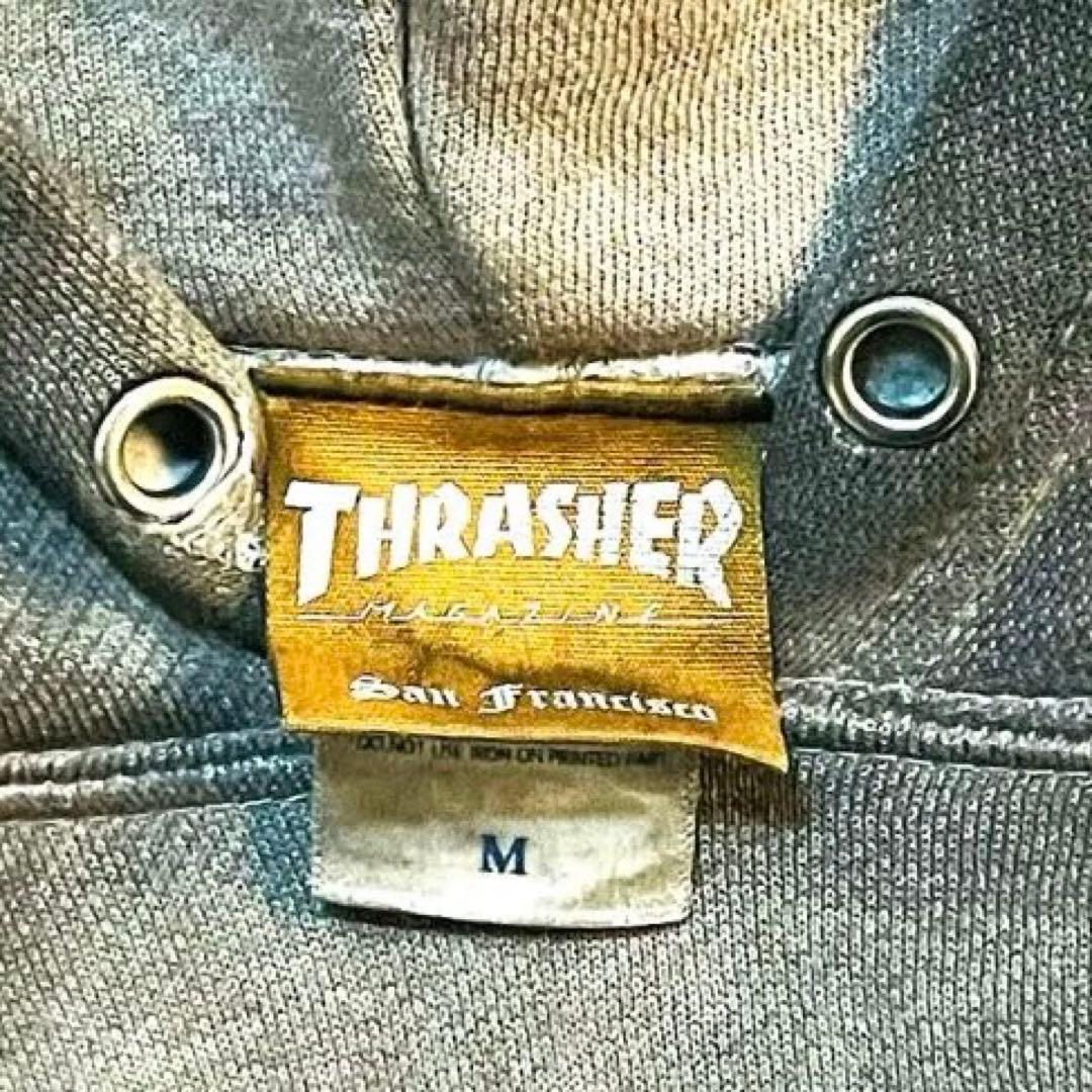 美品/一点モノ　THRASHER スラッシャー パーカー M 墨汁染め加工