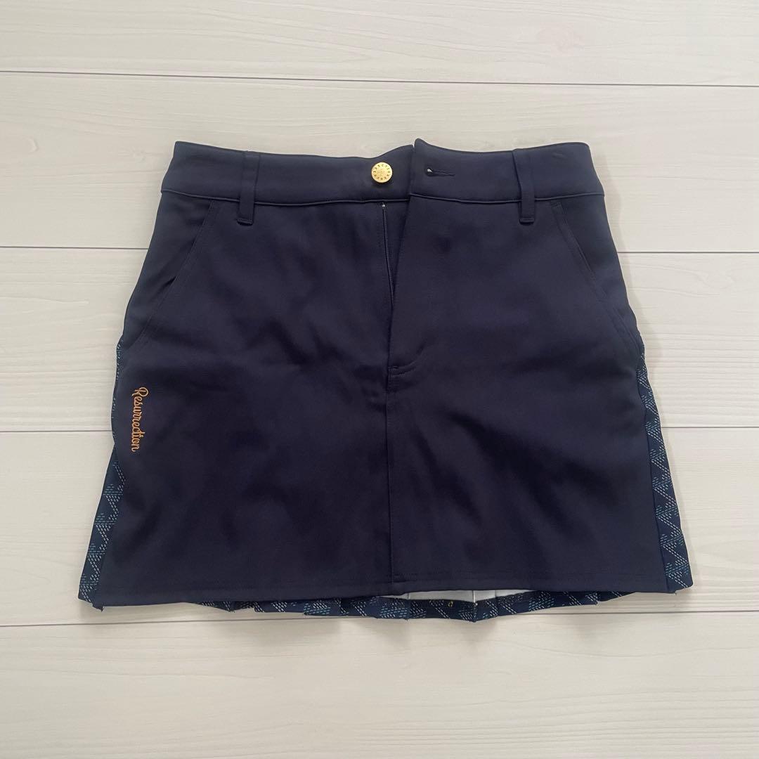 【美品】レザレクション　レディース ゴルフスカート ネイビー　XS