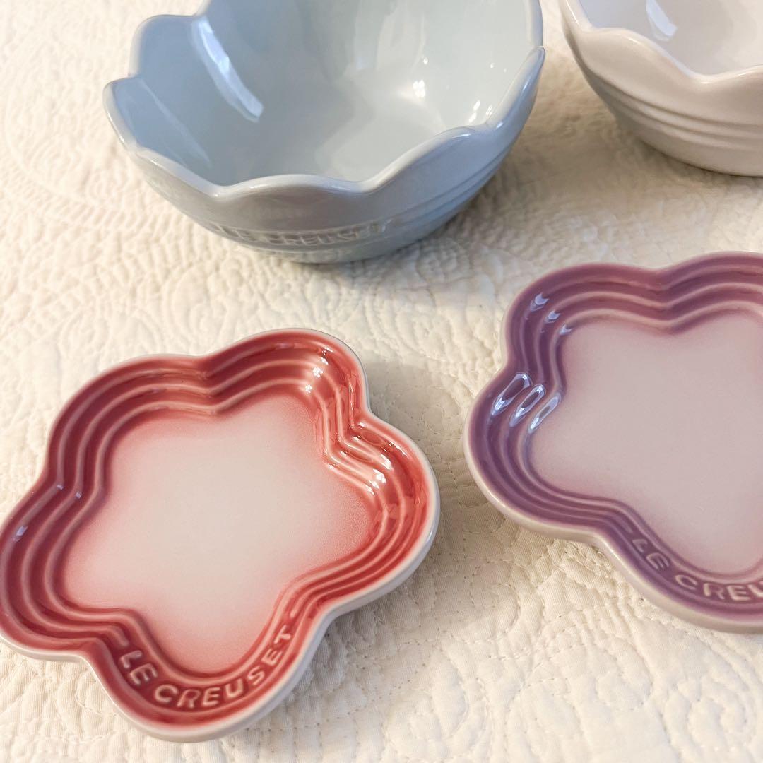 ㉘LE CREUSET フリルボウル×2 ミニフラワープレート×3 ルクルーゼ
