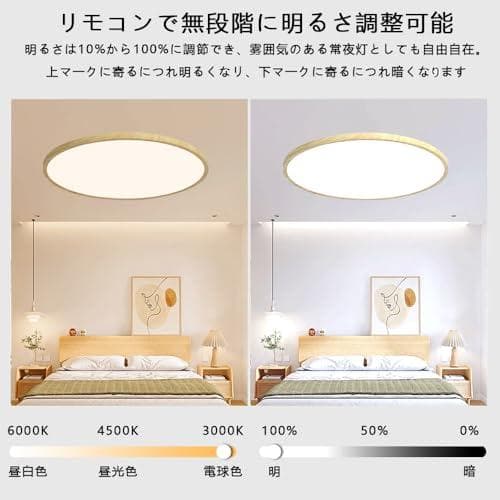 Lobpor ledシーリングライト 6畳 8畳 木目 スペクトルランプ 調光調