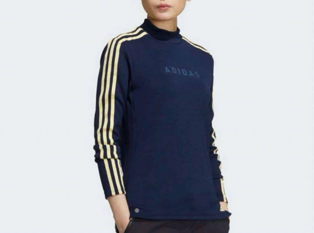 新品✨アディダスゴルフ　上下　長袖モックネックシャツ　スカート　ネイビー　白　M