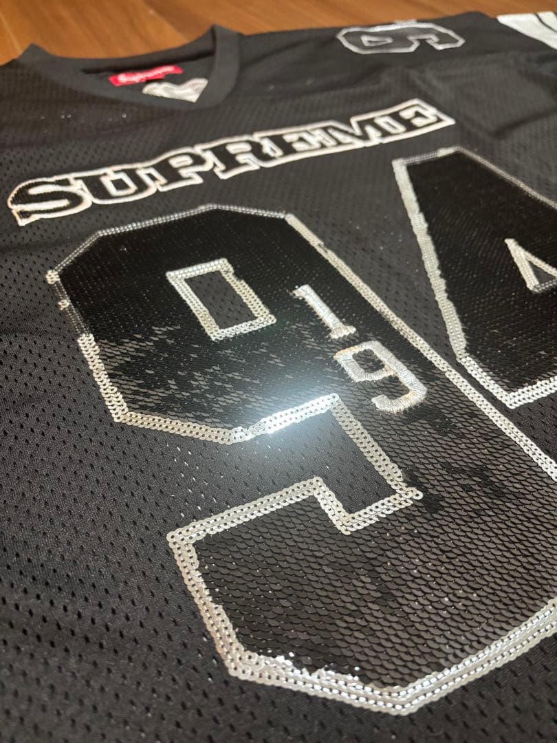 【希少】Supreme Sequin Football Jersey XL BK