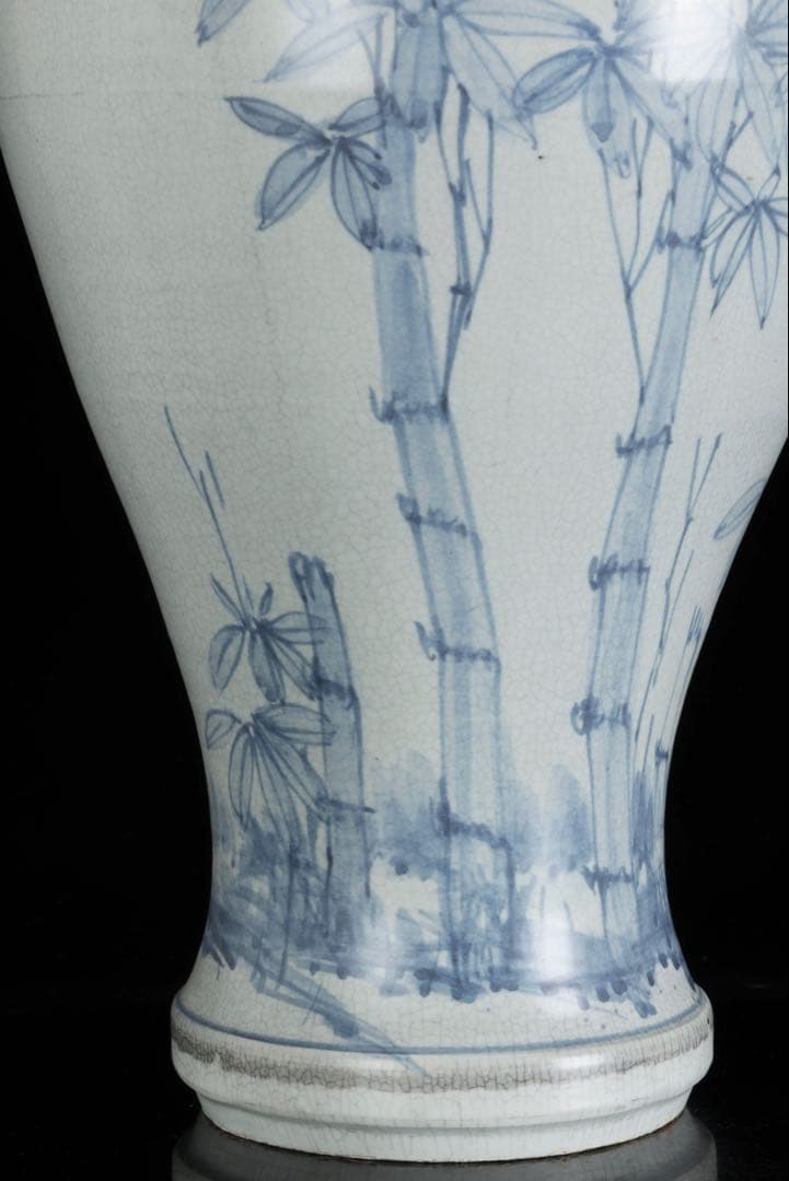 李朝 染付白磁 松竹文大花瓶 45cm 朝鮮古陶磁 古美術 壺 大型花瓶 骨董品