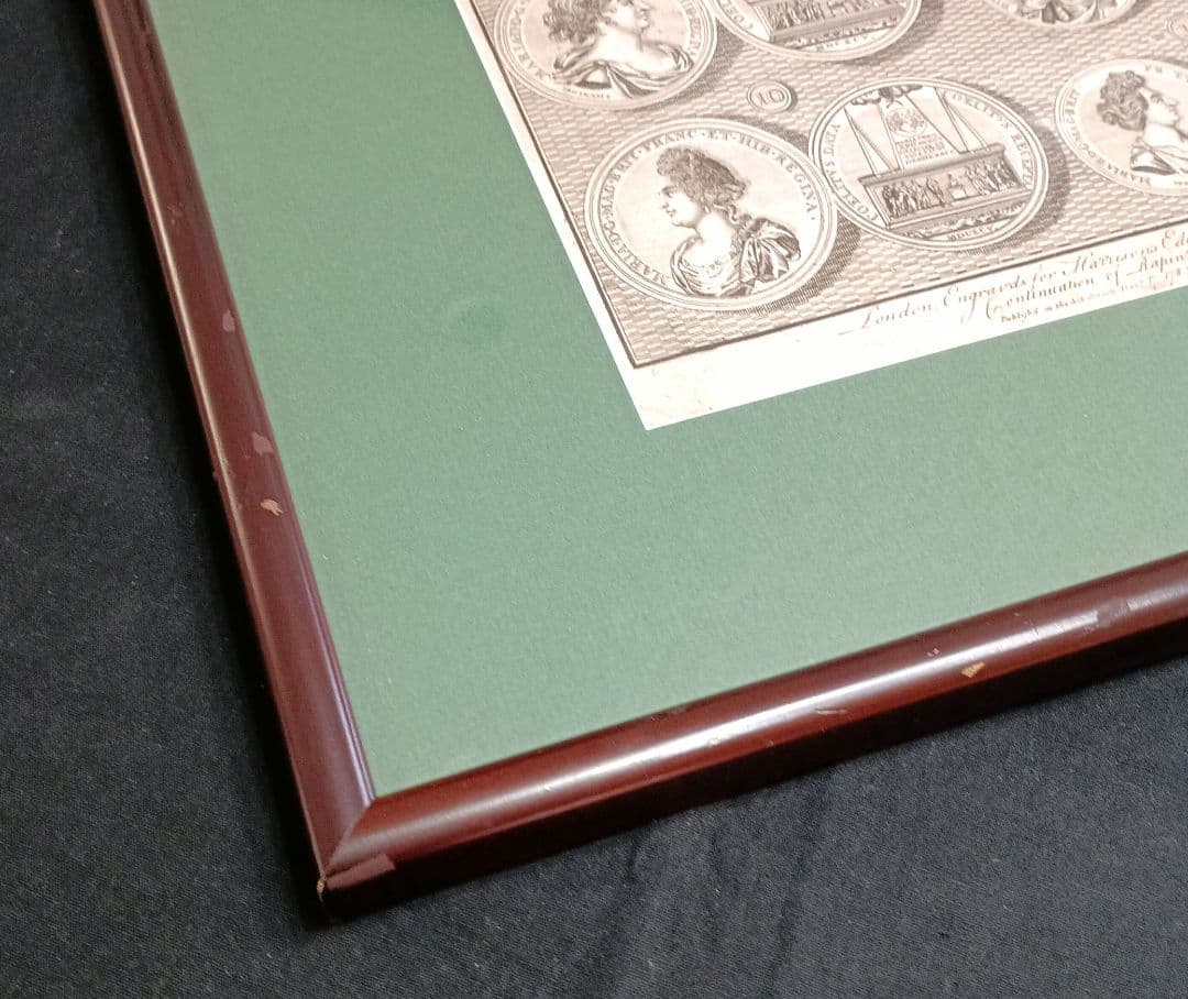 額装品　1785年頃　英国の歴史　「Queen Mary　メダル図譜」