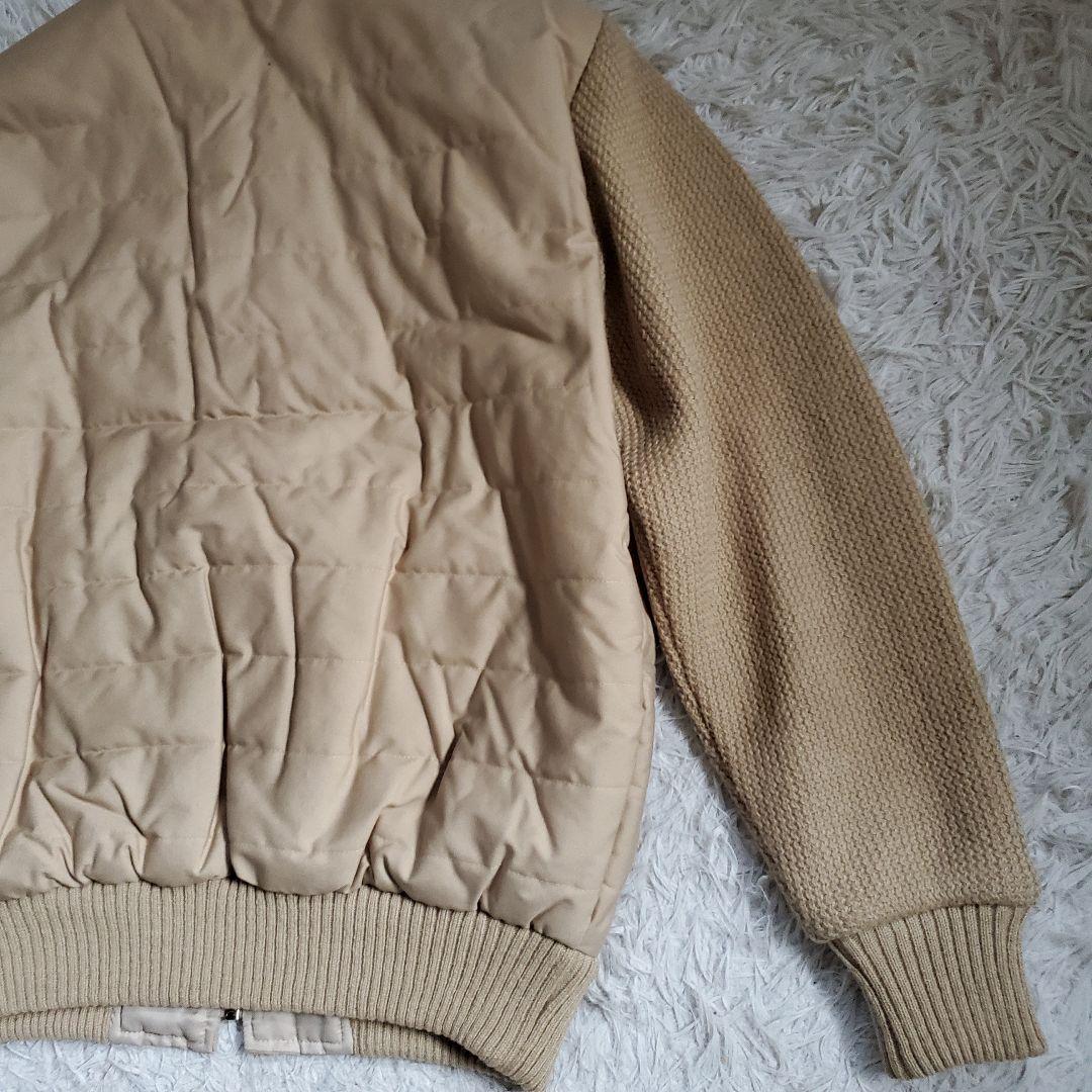美品 90s OLD LACOSTE ワッフル ニットニット 袖切替 中綿