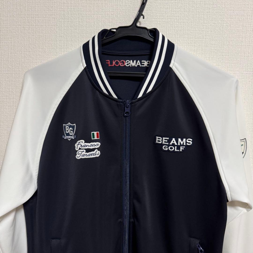 【美品】BEAMSGOLFビームスゴルフ　ブルゾン　ネイビーホワイト　メンズ　M