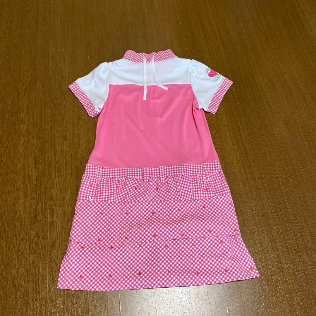 ビバハート　ゴルフ　ワンピース　ピンク　白　フリル　ハート　レディースＬ　極美品