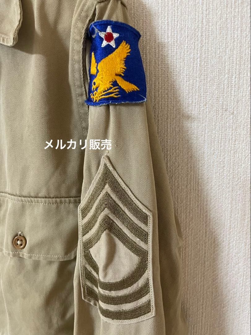 40年代？米軍放出品 陸軍航空隊ミリタリーシャツ ワッペンパッチ付き