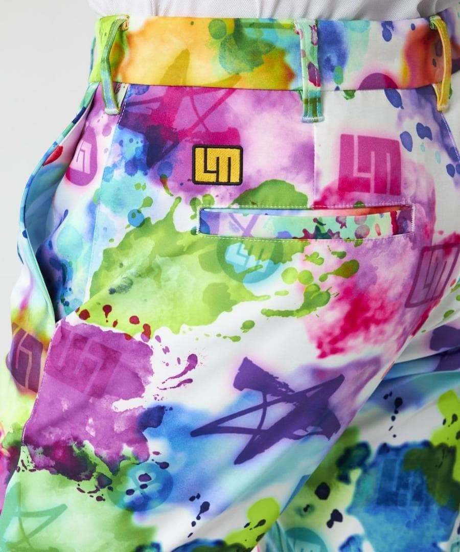 ★新品★ラウドマウスゴルフ★ストレッチツイル柄パンツ★LL★スプラッシュネオン
