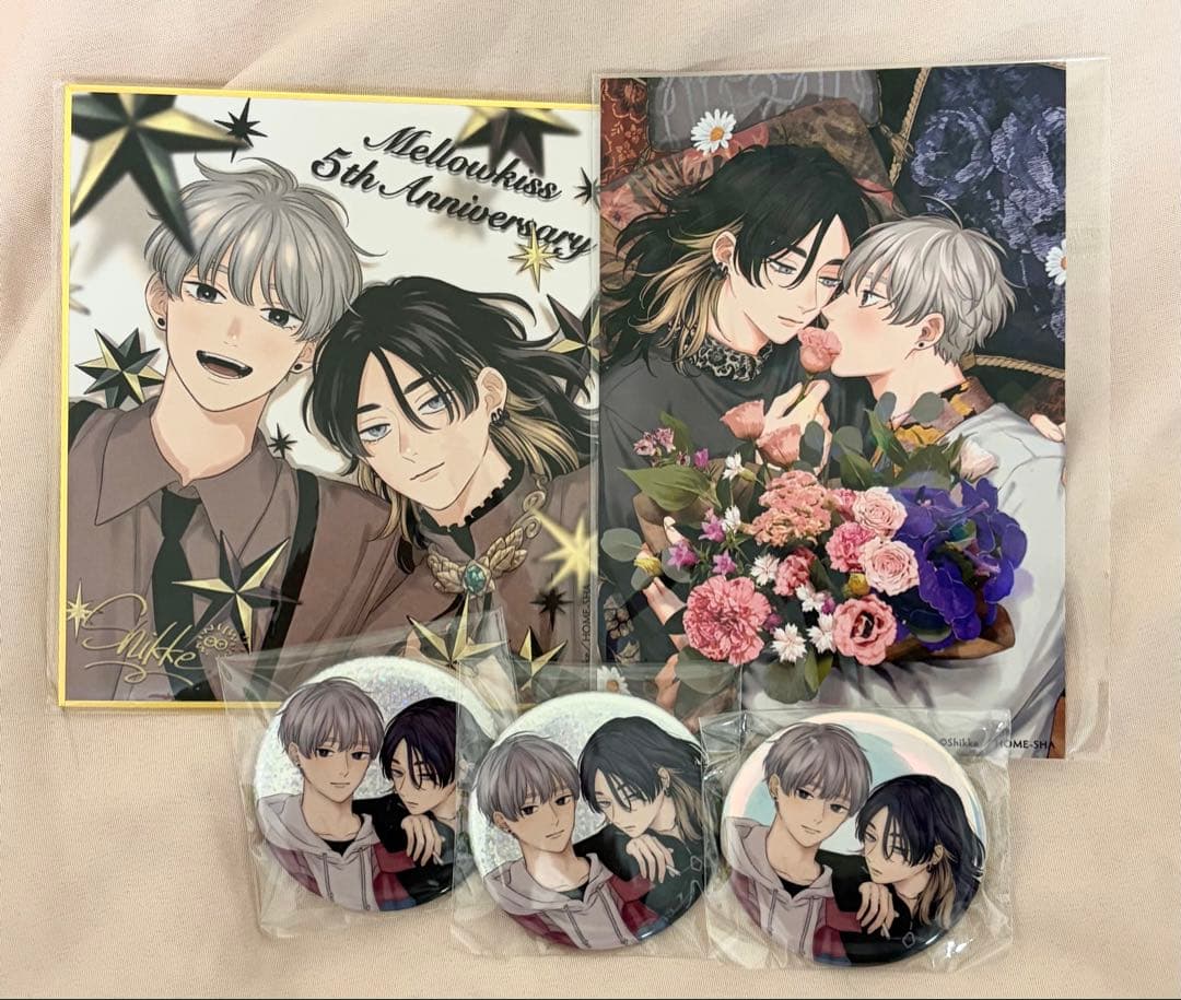 ピンクハートジャム ブルメロ展 しっけ 色紙 ポストカード 缶バッジ メロキス