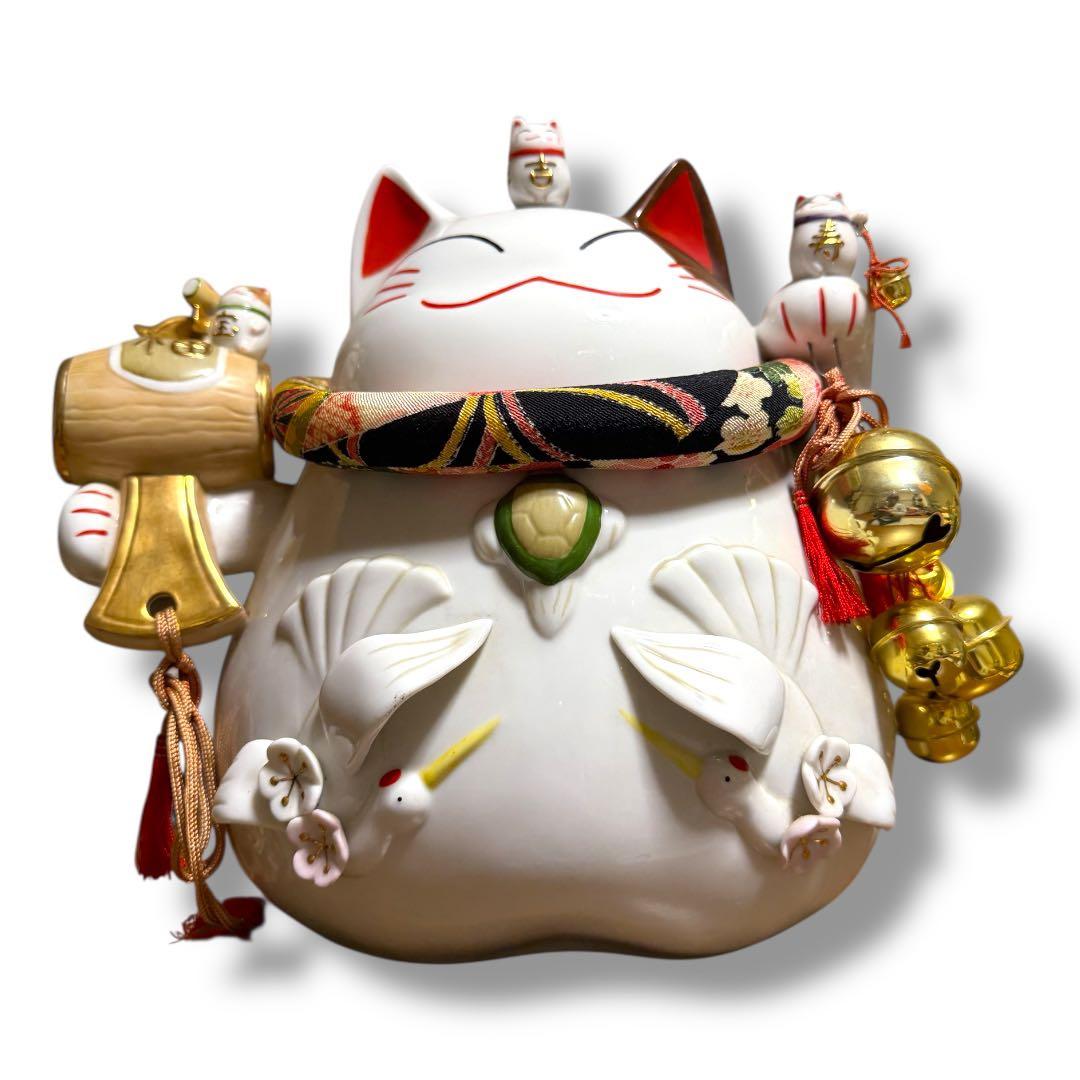 【限定セール】《レア》猫舎道楽堂本舗 大きい招き猫 貯金箱 高さ約30cm