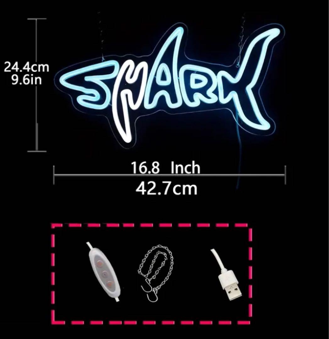 ネオンサイン　シャーク　ブルーオーシャン　LED ライト　アクアリウム