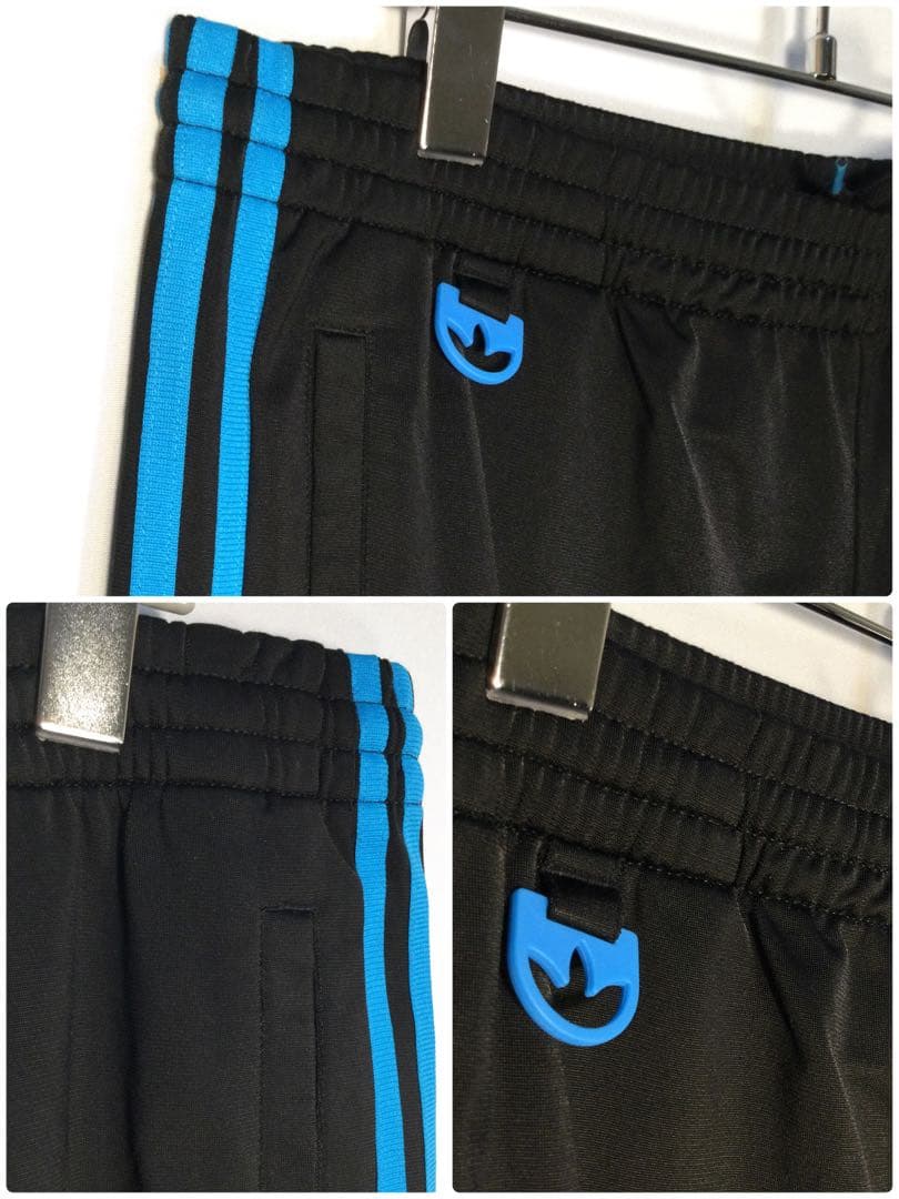 ファイアーバードトラックパンツブラック 3ラインライトブルーBy adidas