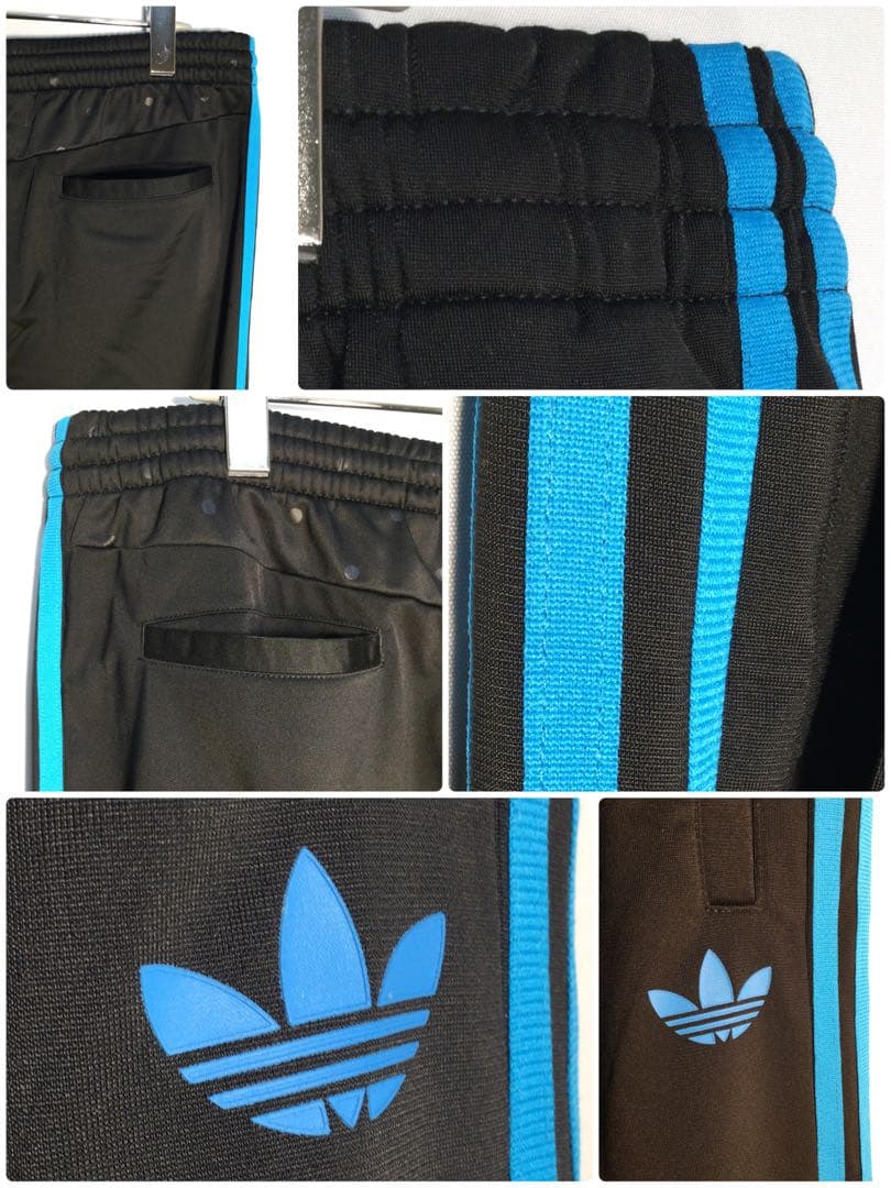 ファイアーバードトラックパンツブラック 3ラインライトブルーBy adidas