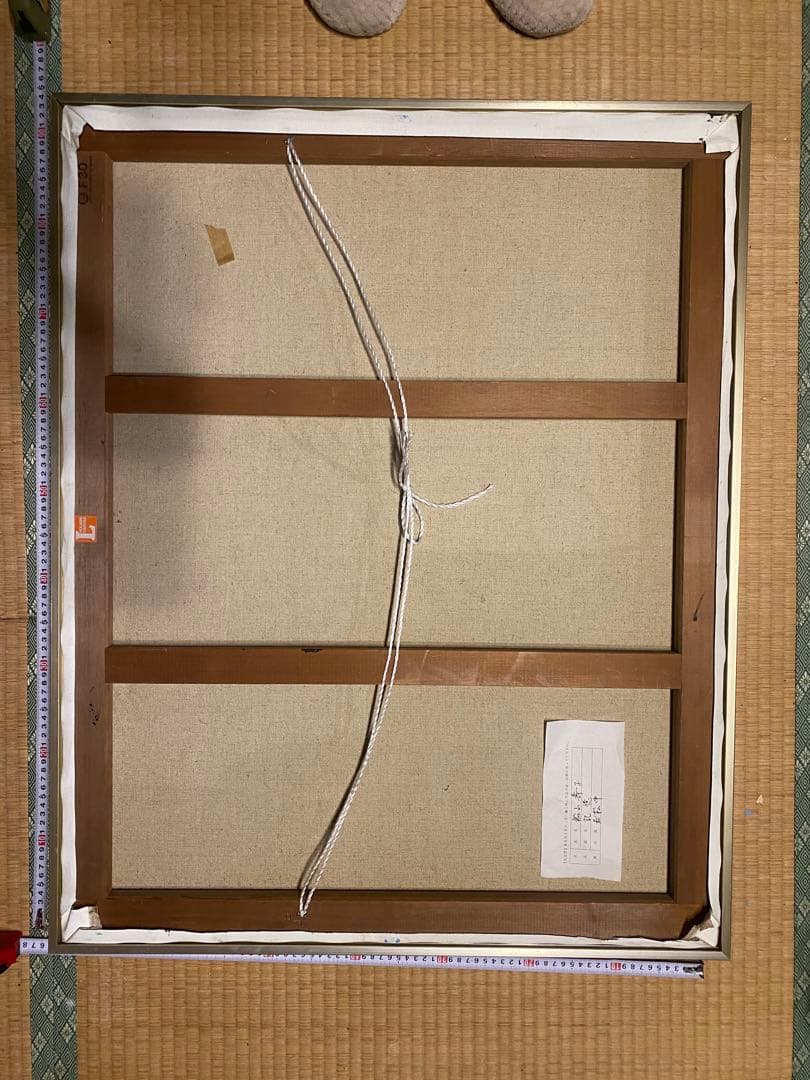 アクリル画 動物の頭骨 高級感あるフレーム入り 約75cm x 94cm