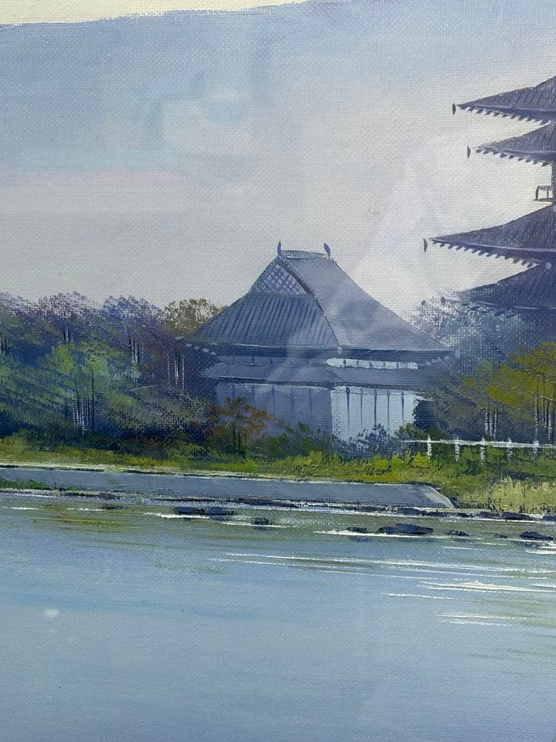 【油彩画】西の京 薬師寺の朝　辻 京子 3083