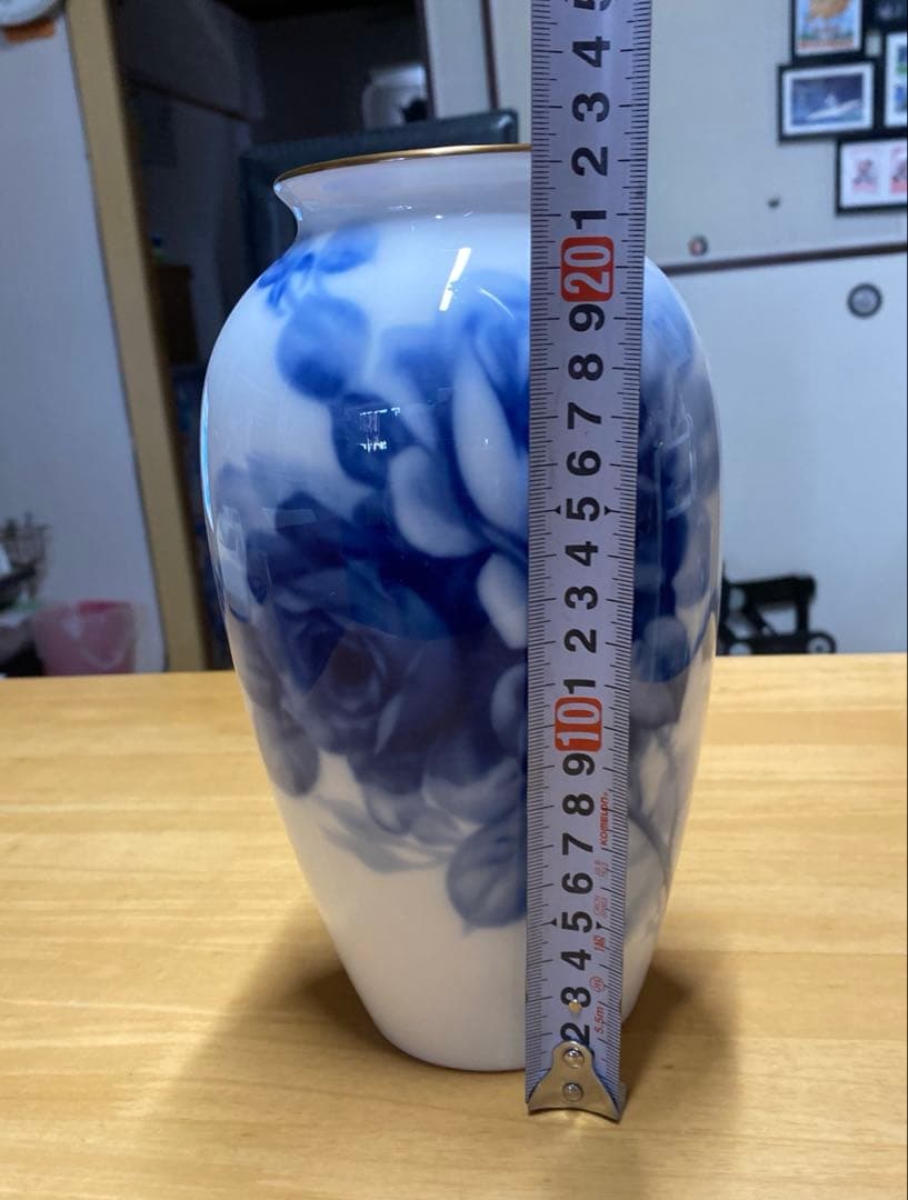 大倉陶園 Noritake 箱付き 花瓶 花器 壺 ブルーローズ
