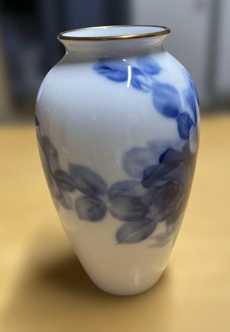 大倉陶園 Noritake 箱付き 花瓶 花器 壺 ブルーローズ