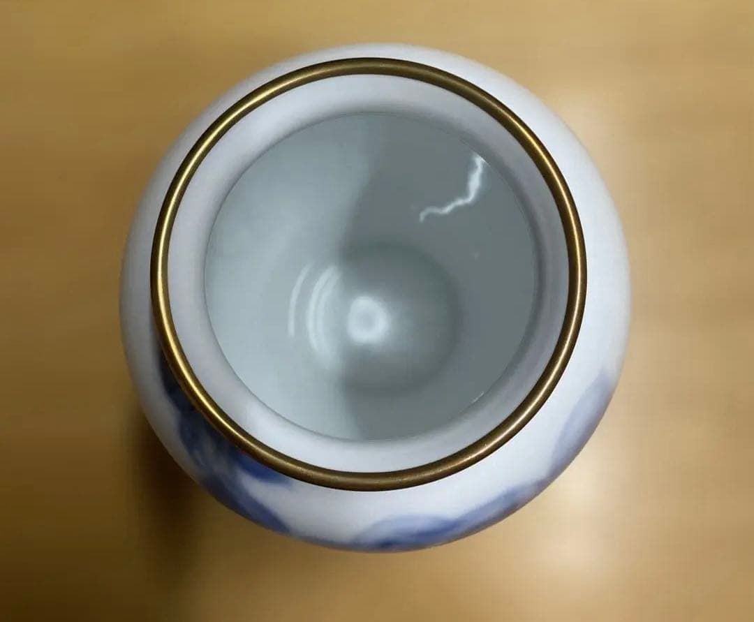 大倉陶園 Noritake 箱付き 花瓶 花器 壺 ブルーローズ