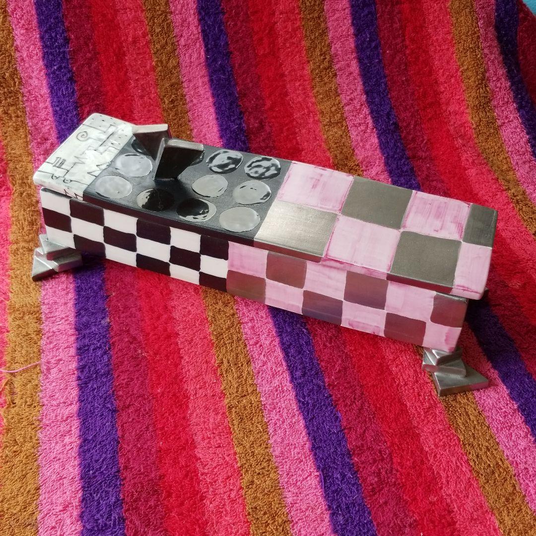 未使用　作家もの　藤田圭子作　オブジェ　物入れ　蓋物
