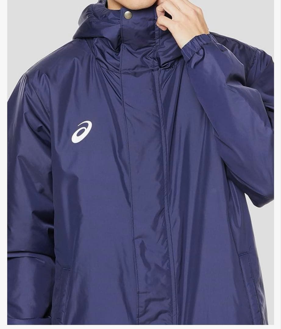 asics ベンチコート　ロングコート ネイビー XL 未使用　サッカー　野球