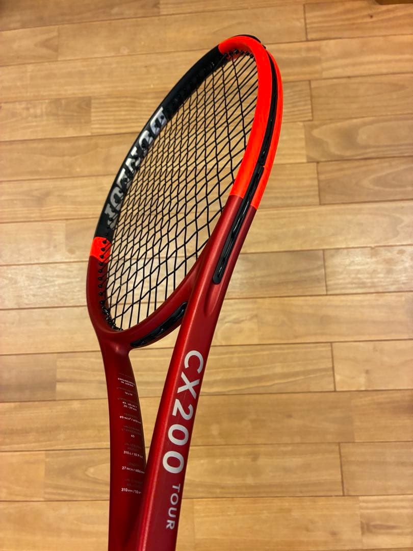 【美品】ダンロップCX 200 ツアー硬式テニスラケット 赤/黒　グリップG2