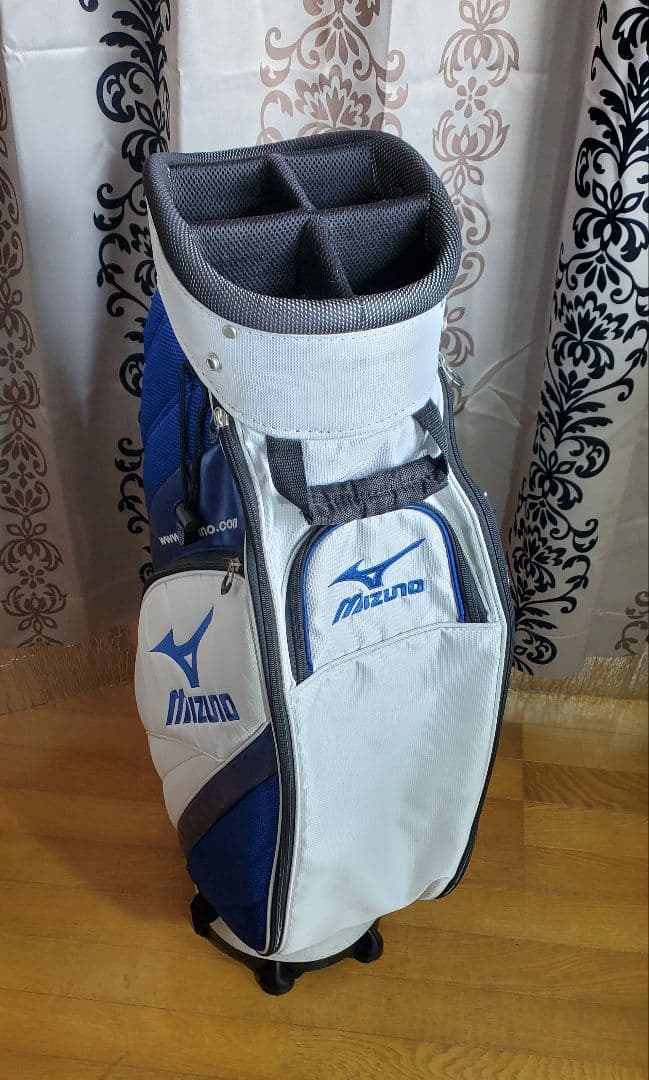MIZUNO 　ゴルフ　ミズノ　 キャディバッグ 　5分割 　収納充実 　白　青