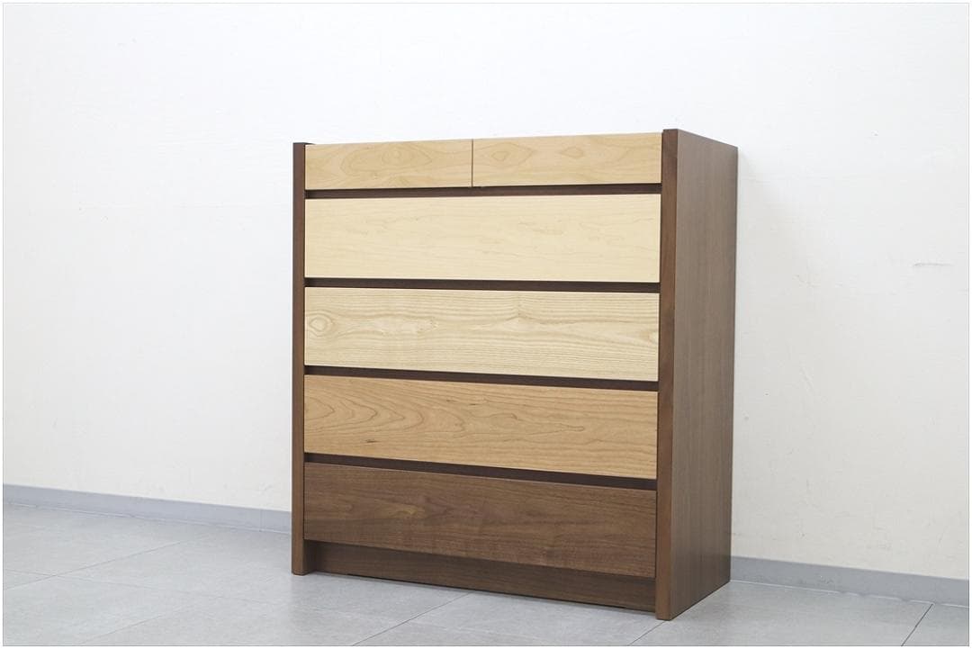 展示 美品 大川家具 Mobel メーベル チェスト 5段 整理タンス 幅90