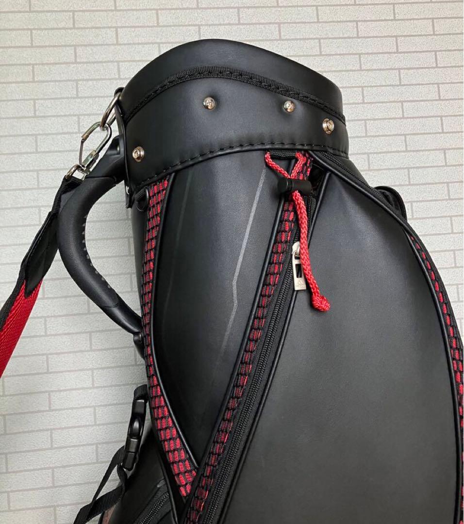 adidas キャディバッグ　ゴルフバッグ　アディダス　黒×赤