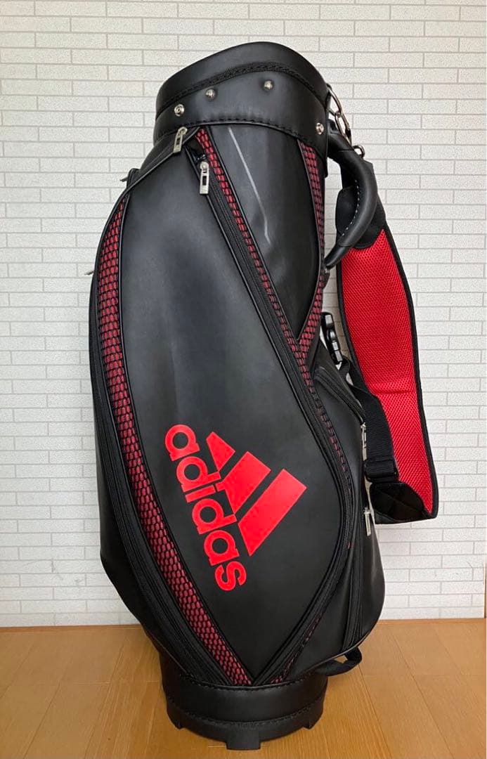 adidas キャディバッグ　ゴルフバッグ　アディダス　黒×赤